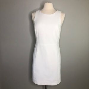 Theory white cotton & elastane fitted sheath dress